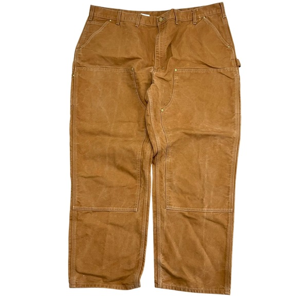 Carhartt Double Knee Work Pants Mens 48x32 Made in USA Brown Canvas B01 BRN - Picture 1 of 7